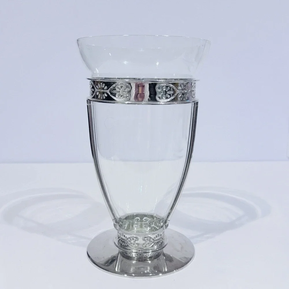 Vintage FTD Silver‎ Plated Clear Glass 9